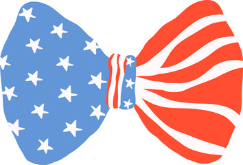 Coquette 4th of july bow tie in flat design for patriotic