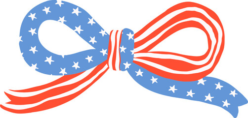 Coquette 4th of july ribbon bow in flat design for patriotic