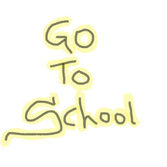 go to school handdrawn black yellow illustration transparent background