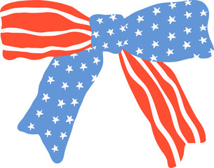 Coquette 4th of july bow in flat design for patriotic