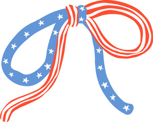Coquette 4th of july ribbon bow wavy in flat design for patriotic
