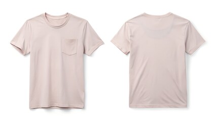 Minimal Clear Elegant Light Pink Pocket T Shirt