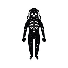 Spooky Astronaut Skeleton in Space Suit