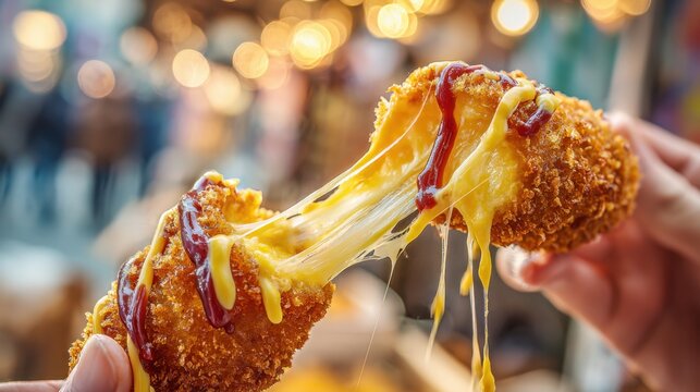 Delicious Crispy Corn Dog with Melted Cheese Topping