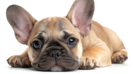 Obraz premium Adorable Bulldog Puppy Lying Down Looking At The Camera