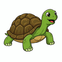 Fototapeta premium Cute Cartoon Tortoise with a Happy Expression - Friendly Reptile Character