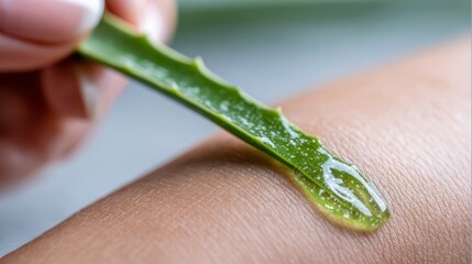 Aloe vera gel being applied to heal skin naturally