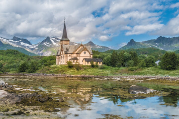 Lofoten Cathedral, Kabelvaag, Lofoten Islands, Norway.