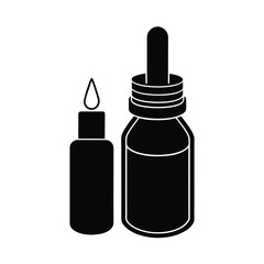 Dropper Bottles Black and White Illustration
