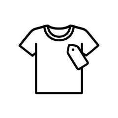 T-shirt with price tag representing clothing sale – outline icon