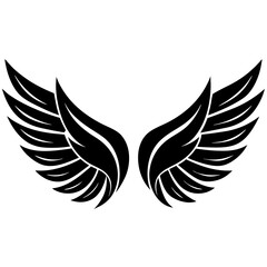 Obraz premium Black and white drawing of two wings, highlighting their delicate structure and artistic design in a minimalist style. 