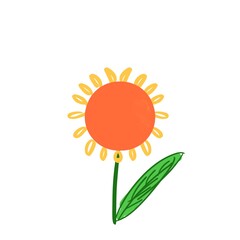 Kawaii Orange Sunflower Illustration