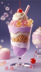 ice cream with fruits and berries