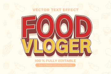 Editable Food Vlogger Text Effect Template with food doodle pattern