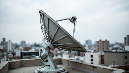 Residential satellite dish installation, enhancing communication and connectivity on rooftop