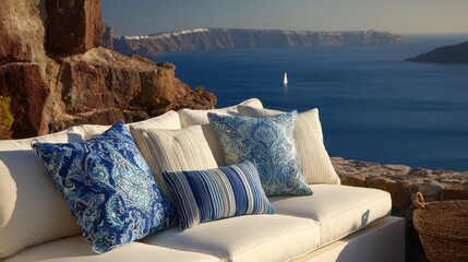 Serene Sofa View of Blue Ocean Landscape Scenery