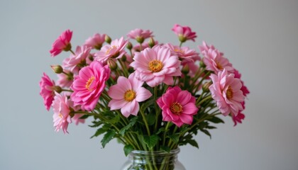 Obraz premium Elegant pink flowers in a vase, touch of spring for home decor pink