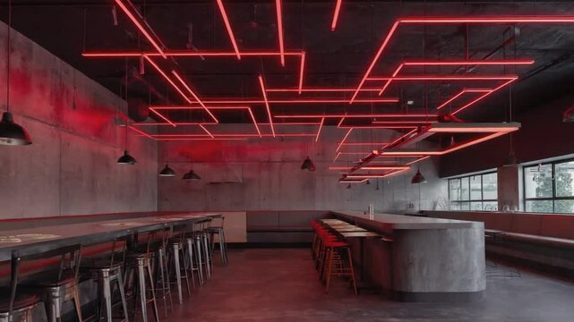 Hamburger restaurant with LED lights.