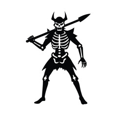 Horned Skeleton Warrior with Spear Silhouette