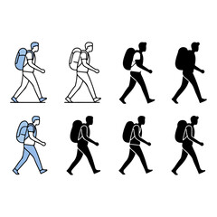 Hiking Backpacker Illustrations Line Art & Silhouettes for Travel Designs