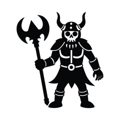 Black and White Skull Warrior Illustration