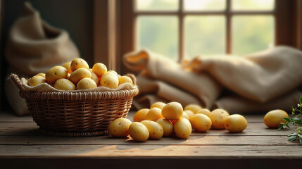 Fresh ripe potato vegetable from tuber family in autumn organic harvest..
