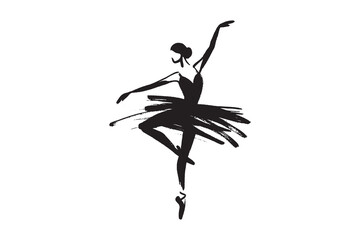 Ballet dancer silhouettes ink brush style vector illustration   © Victoria