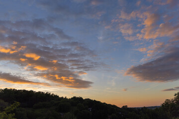 Colorful Sunset Sky Over Hills in Northern Croatia
