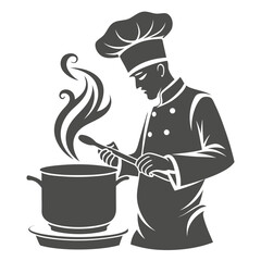 Chef cooking silhouette in stylish design