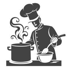 Chef cooking silhouette in stylish design