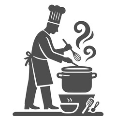 Chef cooking silhouette in stylish design