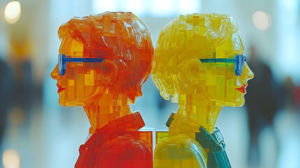 Abstract 3D Sculpture of Two Women