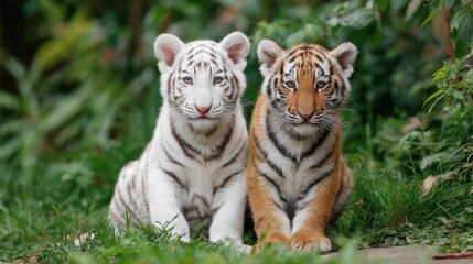 Cute Little Tiger Cub Enjoying Playing at the Forest