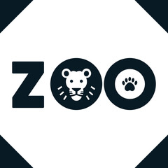 Zoo Logo Lion and Paw Print Icon