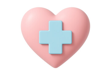 Obraz premium Pink heart with blue cross icon isolated on transparent background
