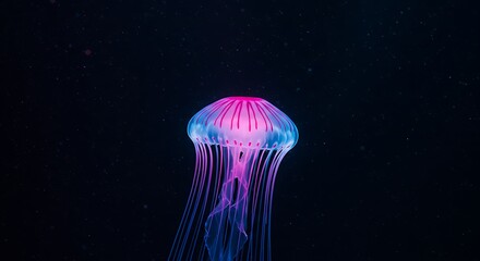 Glowing Pixel Jellyfish in Dark Space