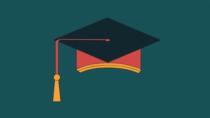 Graduation cap in flat design on teal background  
