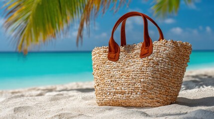 Stylish Woven Beach Bag Ready For Summer Getaway