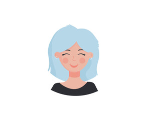 Vector avatar with a happy woman. Girl icon. Portrait. Vector flat illustration