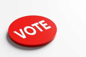 Red vote button inviting people to vote in elections
