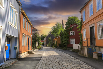 Residential district Bakklandet in Trondheim