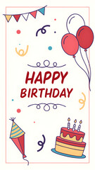 "Happy Birthday " vector illustration background isolated white 