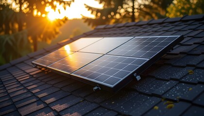Solar Panels on a Roof Harvesting Sunlight