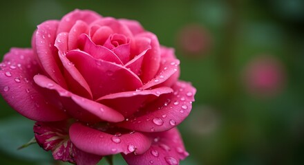 Pink Rose with Water Droplets Close Up