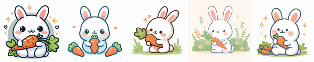 cute rabbit vector eating carrot