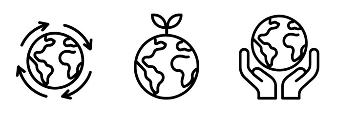 Earth day vector icons set for eco friendly and sustainable living concept environment protection