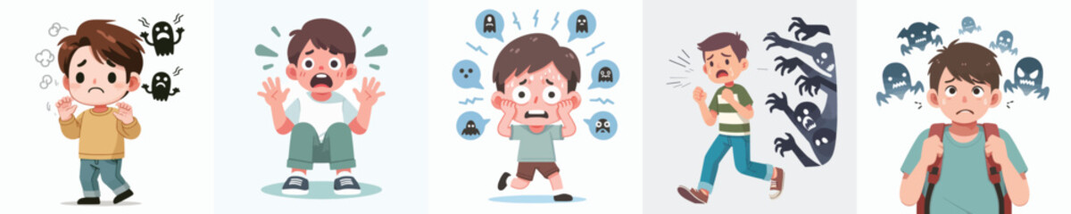 vector character boy expression fear