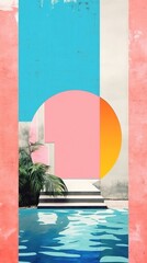 Minimal simple pools art painting wall.