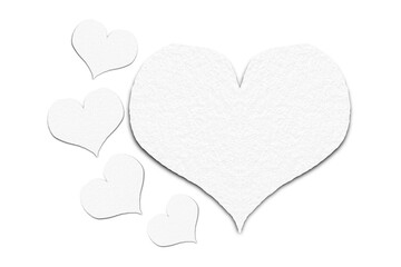 Isolated white paper heart shape on transparent background. Valentine's Day. Red heart with shadow. Love. Illustration