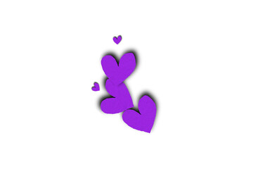 Purple paper heart shape isolated on transparent background. Valentine's Day. Red heart with shadow. Love. Illustration.